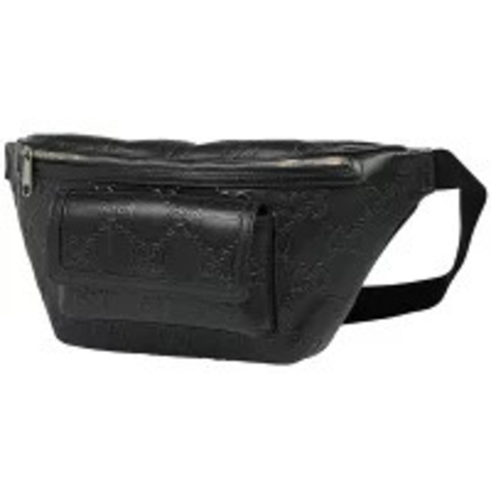 Gucci GG Embossed Belt Bag Waist Body Belt Bum Crossbody Leather Black